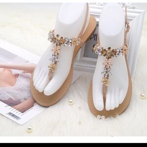 Ladies flat rhinestones sandals